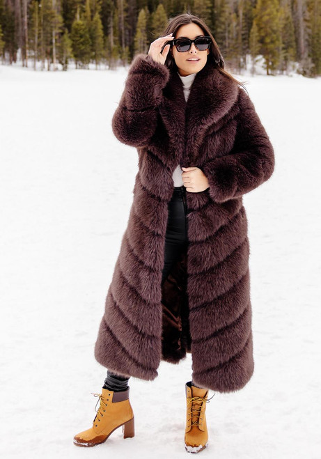 Fabulous-Furs Espresso Fox Faux Fur Vale Full-Length Coat 