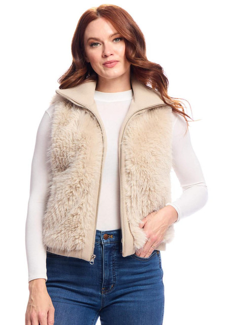 Fabulous-Furs Champagne Fox Faux Fur Parkside Zip Vest 