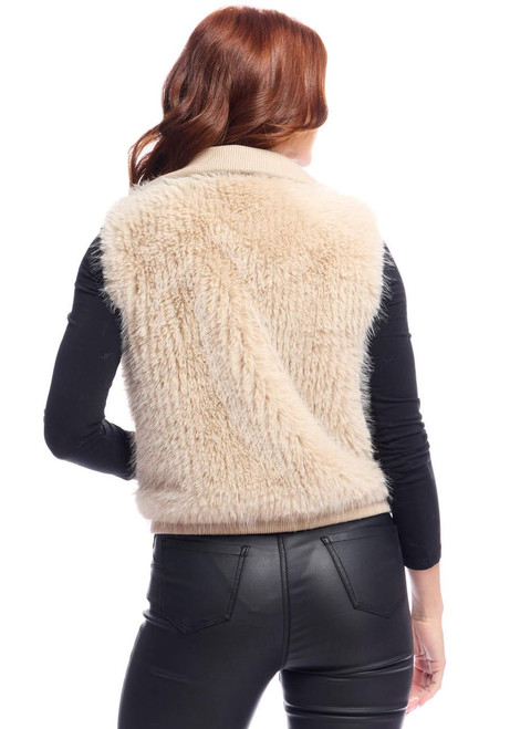 Fabulous-Furs Champagne Fox Faux Fur Parkside Zip Vest 