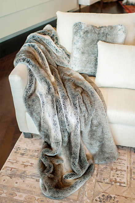 Signature Series Grey Rabbit Faux Fur Throws