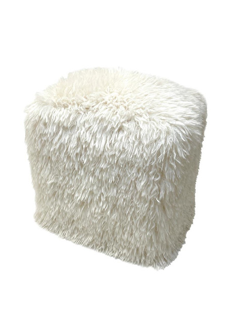  Cream Mongolian Faux Fur Pouf 