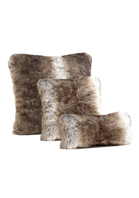 Signature Series Grey Rabbit Faux Fur Pillows