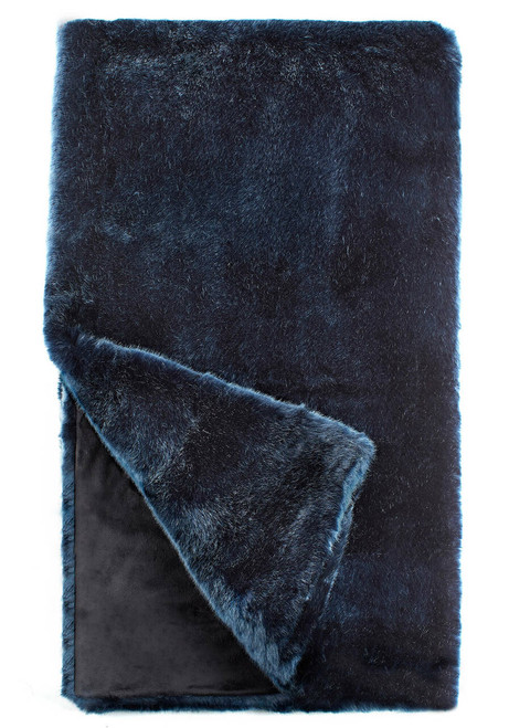 Couture Collection Steel Blue Mink Faux Fur Throws