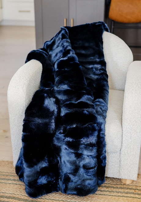  Couture Collection Steel Blue Mink Faux Fur Throws 