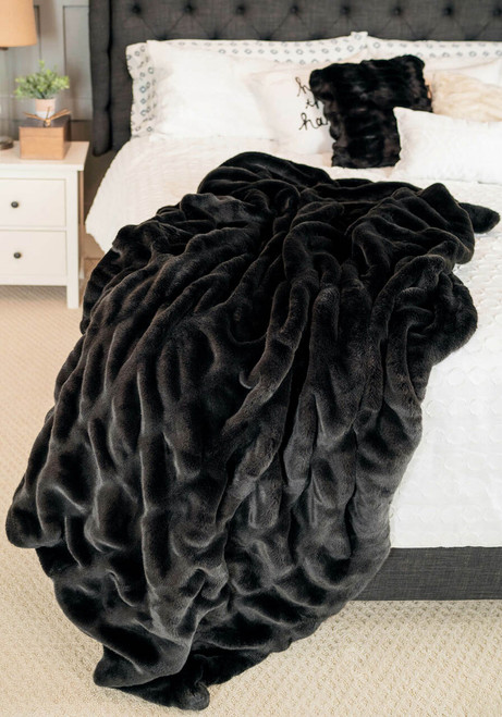 Couture Collection Onyx Mink Faux Fur Throws