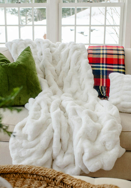 Couture Collection Snow Mink Faux Fur Throws