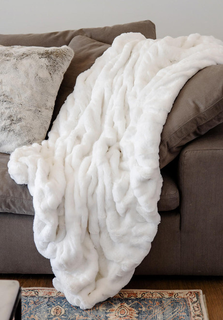  Couture Collection Snow Mink Faux Fur Throws 