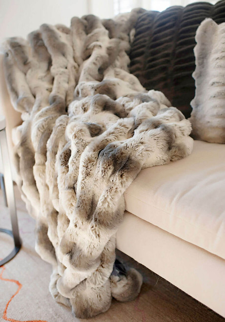 Couture Collection Truffle Chinchilla Faux Fur Throws