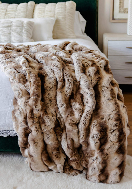  Couture Collection Truffle Chinchilla Faux Fur Throws 