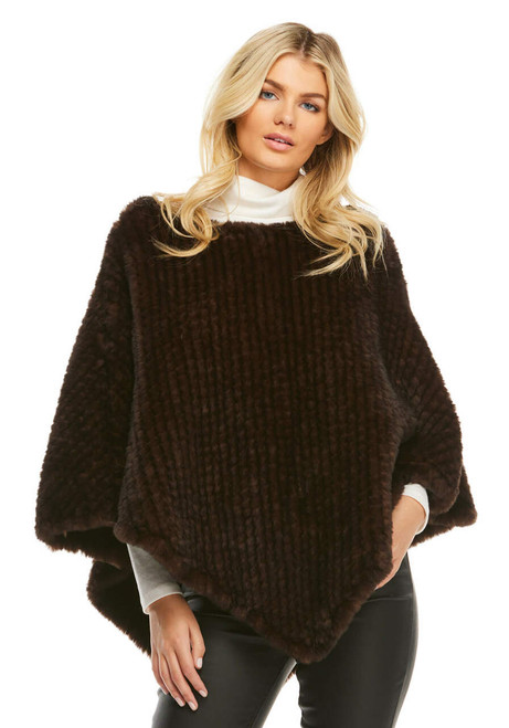 Whiskey Knitted Faux Fur Ultra Poncho