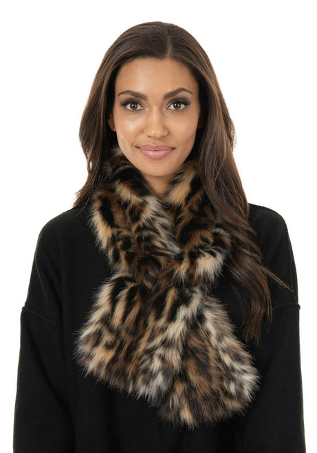 Ocelot Faux Fur Pull-Through Scarf