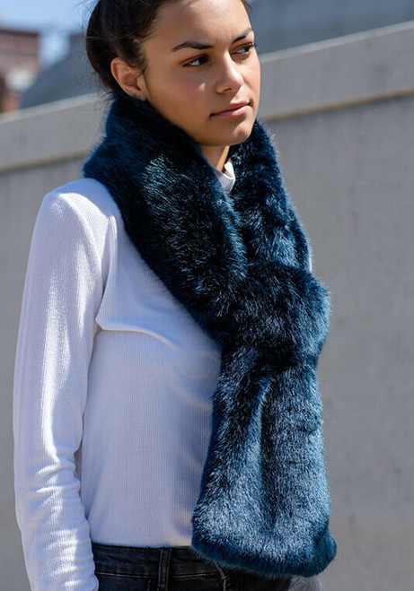 Steel Blue Mink Couture Faux Fur Loop Scarf