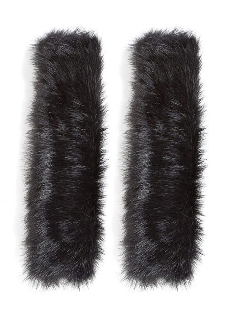 Black Fox Faux Fur Seat Belt Covers - Set of 2