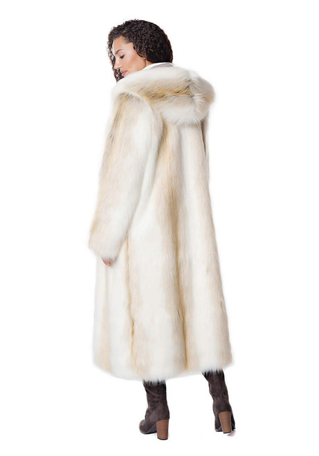 Arctic Fox Hooded Full-Length Faux Fur Coat