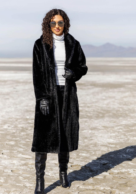 Black Mink Signature Full-Length Faux Fur Coat