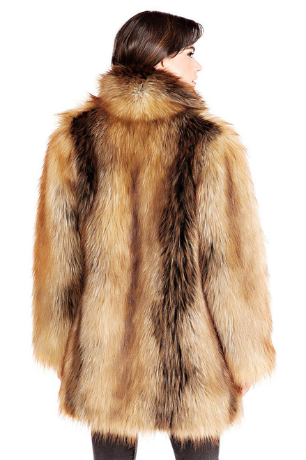 Red Fox Shawl Collar Faux Fur Jacket