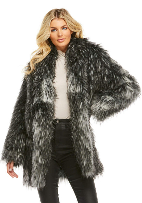 Smokey Fox Shawl Collar Faux Fur Jacket