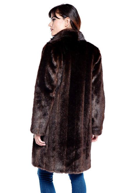 Sable Signature Knee Length Faux Fur Coat