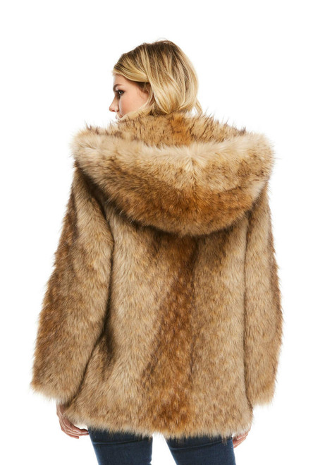 Coyote Hooded Faux Fur Jacket