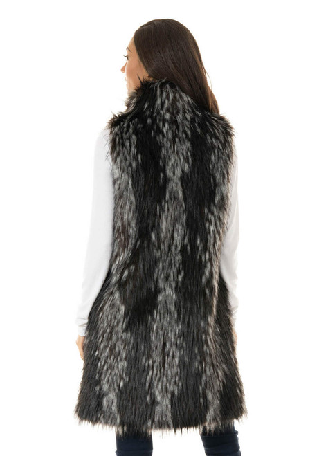 Midnight Fox Knee-Length Faux Fur Vest