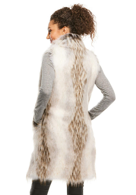 Tundra Wolf Knee-Length Faux Fur Vest