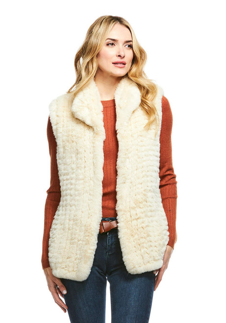 Ivory Knitted Faux Fur Vest