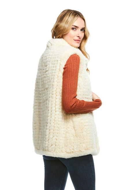 Ivory Knitted Faux Fur Vest