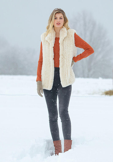 Ivory Knitted Faux Fur Vest