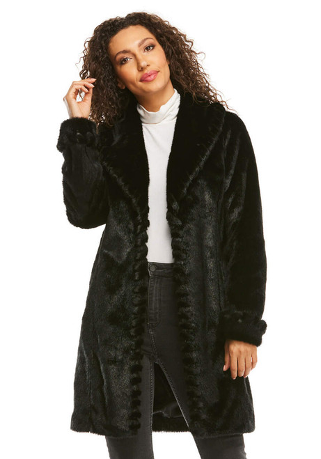 Black Mink Forever Faux Fur Stroller Coat