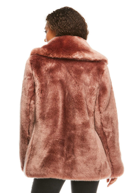 Rose Quartz Mink Couture Notch Collar Faux Fur Coat