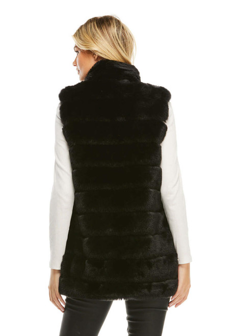 Black Mink Reversible Faux Fur Zip Vest