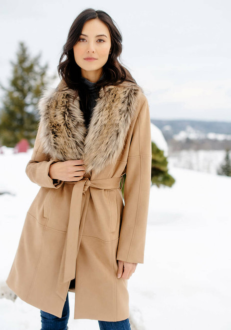 Biscotti Faux Fur Fox Collar Hudson Coat