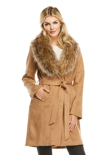 Biscotti Faux Fur Fox Collar Hudson Coat
