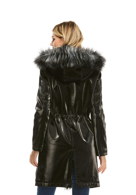 Black Glam Squad Faux Fur-Trimmed Storm Coat