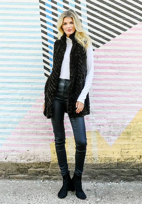 Whiskey Faux Fur Knitted Gemma Vest