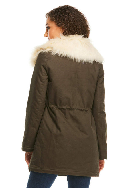 Olive Military Issued Faux Fur Collar Jacket