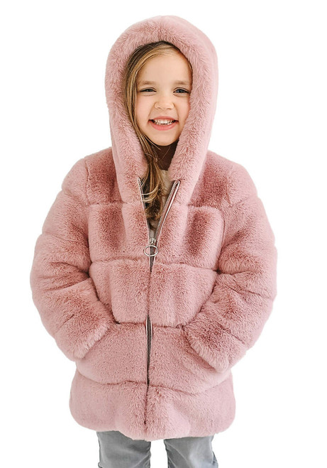 Kids Rose Mink Faux Fur Perfect Little Parka