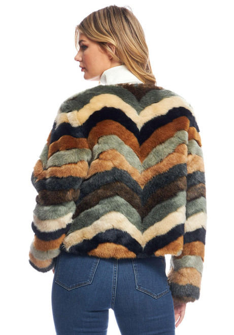 Desert Chevron Faux Fur Jacket