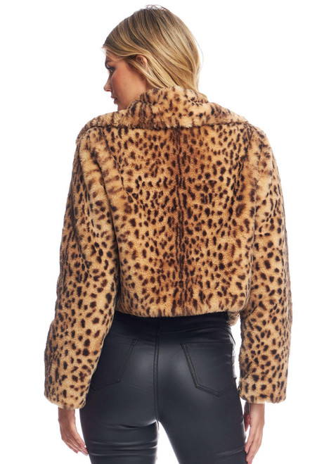 Fabulous-Furs Leopard Faux Fur Wild Card Zip Chubby Jacket