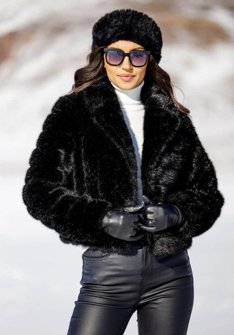 Black Faux Fur Maven Mink Jacket