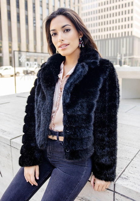  Black Faux Fur Maven Mink Jacket 