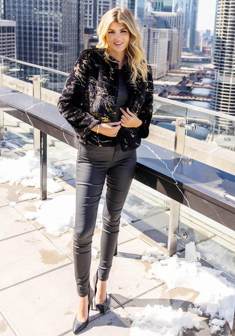 Black Faux Fur Gold Lust Jacket