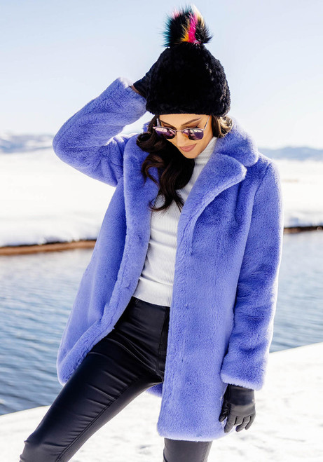 Periwinkle Faux Fur Le Mink Jacket