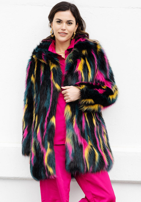 Neon Faux Fur Long Weekend Fox Coat