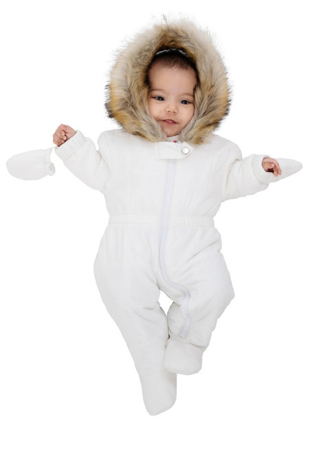 Kids Ivory Faux Fur-Trimmed Snowsuit