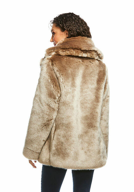 Champagne Mink Faux Fur Notch Collar Coat