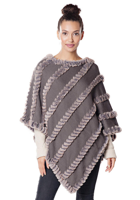 Natural Faux Fur Knitted Poncho