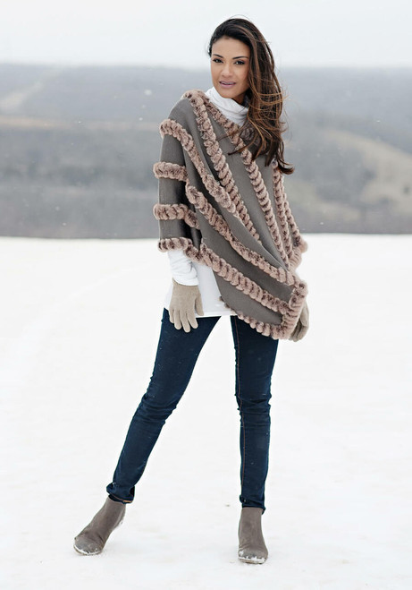 Natural Faux Fur Knitted Poncho