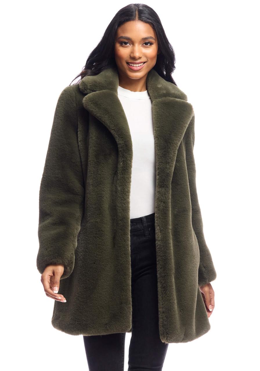 Fabulous-Furs Olive Faux Fur Le Mink Jacket  Fabulous-Furs Olive Faux Fur Le Mink Jacket