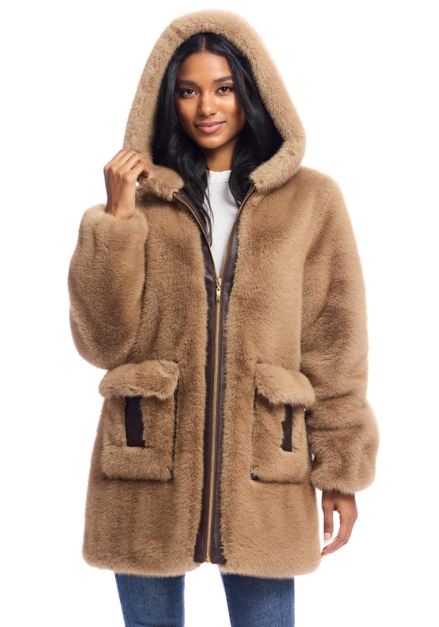 Fabulous-Furs Vintage Mink Faux Fur Chalet Hooded Parka 